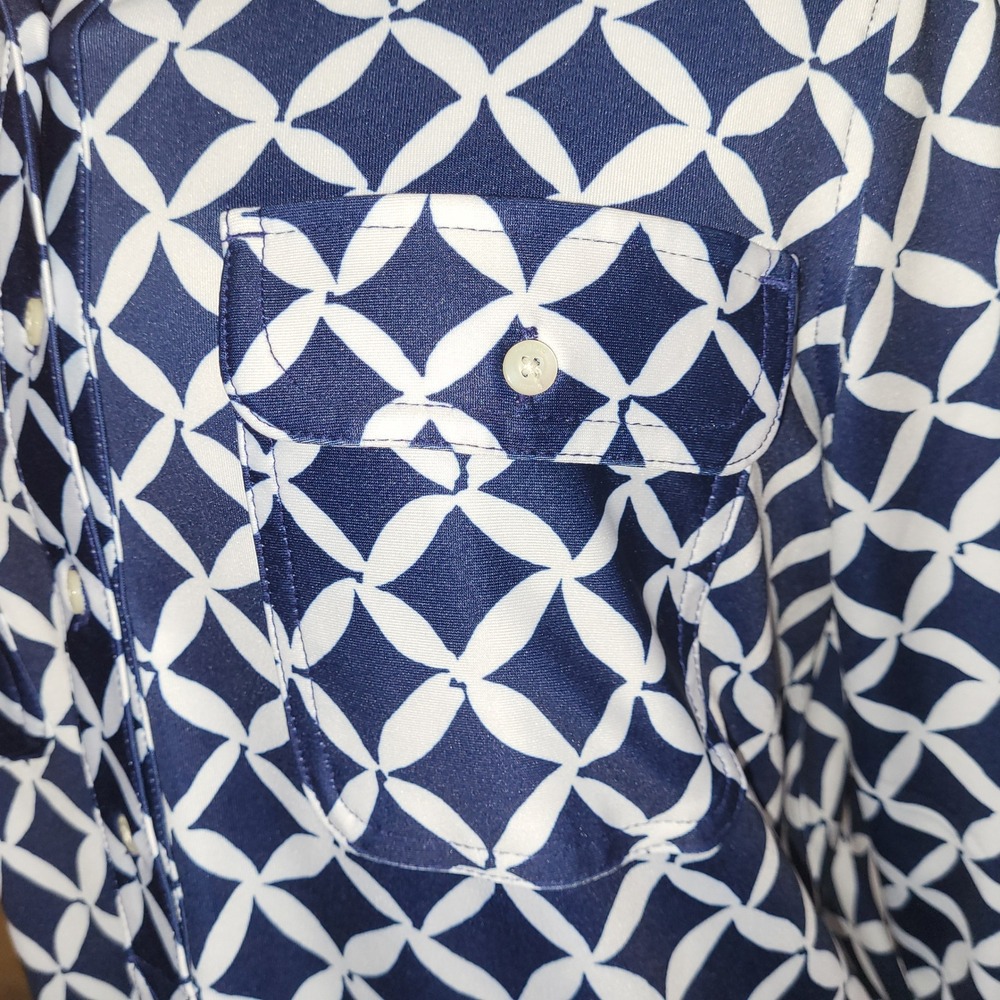 Vineyard Vines Margo Harbor Shirt Dress Navy White Nautical Geometric Latice L - Picture 6 of 10